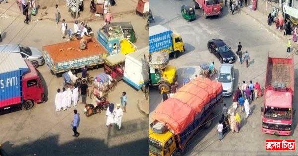 শিক্ষার্থী-পথচারীদের জীবনের ঝুঁকি নিয়ে রাস্তা পারাপার