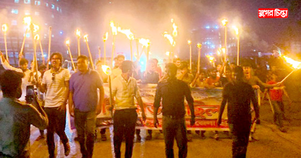জেলা ছাত্রদলের মশাল মিছিল