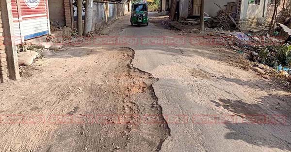 মোগরাপাড়া থেকে শম্ভুপুরাগামী  সড়কের বেহালদশা